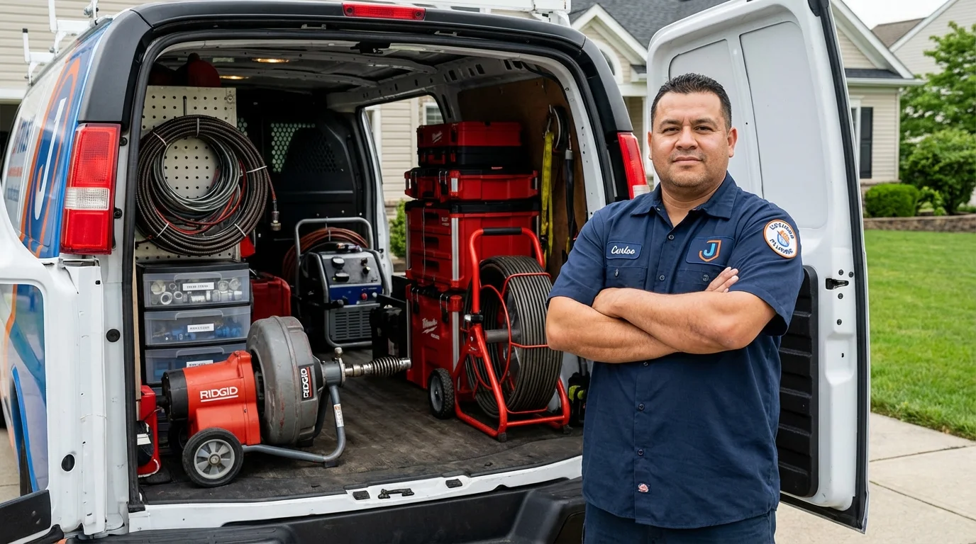 Professional drain cleaning equipment and Johns Plumbing LLC plumber in Walkersville