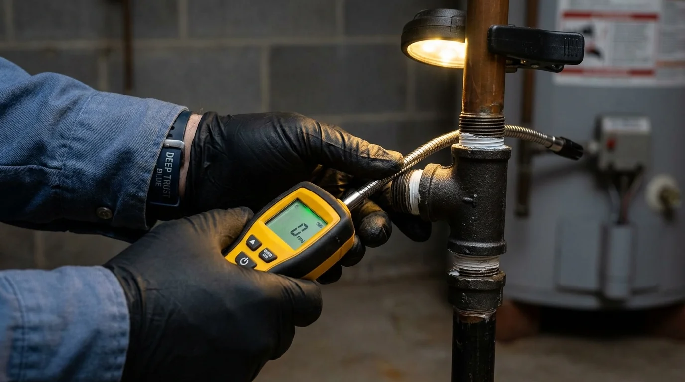 Gas leak detection with electronic sniffer by Johns Plumbing LLC in Walkersville