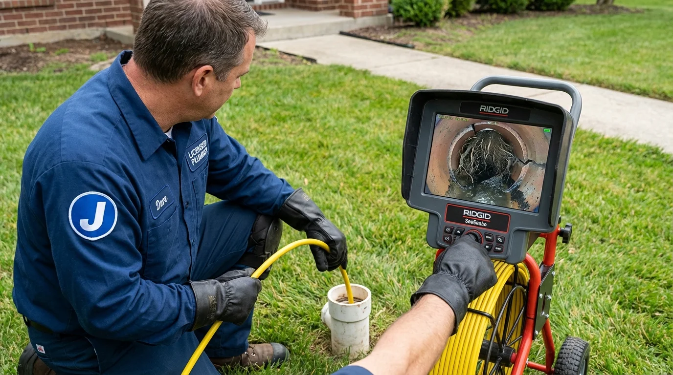 Sewer camera inspection being performed by Johns Plumbing LLC in Walkersville